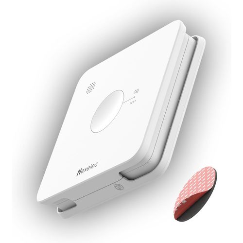 Détecteur de fumée INSAFE - Pile autonomie 10 Ans - Fixation adhésive homologuée - Design Moderne - Discret et Compact - Compatible Socle première génération 2015