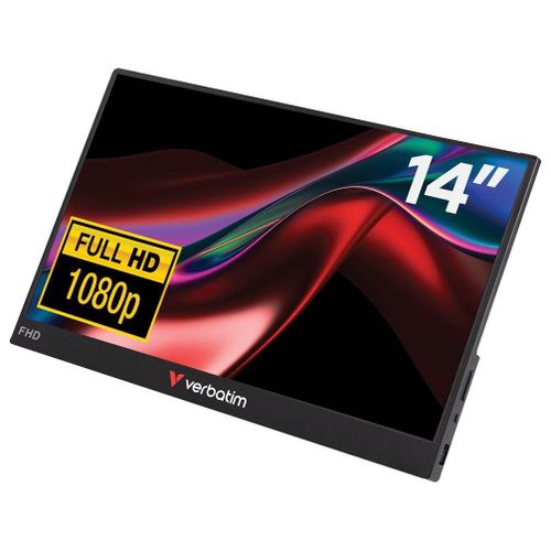 Verbatim PMT-14 - Écran LED - 14" - portable - écran tactile - 1920 x 1080 Full HD (1080p) - IPS - 1000:1 - HDMI, 2xUSB-C - haut-parleurs