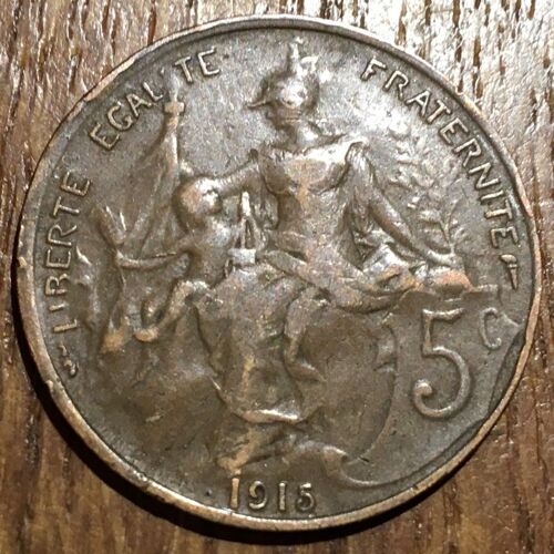 Pièce Monnaie 5 Centimes Cts 1915 France Rare