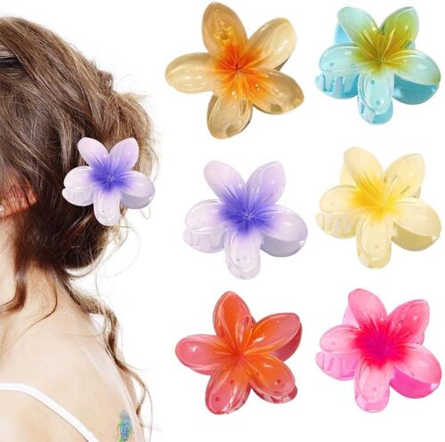 6 Flower Hair Clips, Flower Hair Clips, Diameter 4cm, Large Flower Claw Clips, Anti-Slip Flower Hair Clips, Women's Large Claw Hair Clips, Thick/Thin Hair
