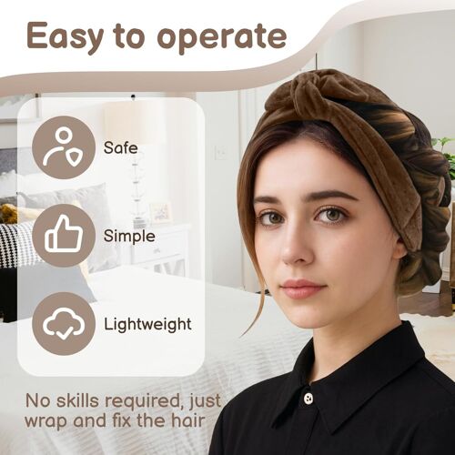 Boucles Sans Chaleur Brun Kit 4 Pcs 1 Curling Rod Heatless 2 Bandeaux 1 Pince Bigoudis Sans Chaleur Velours 150cm Pour Cheveux Longs Coiffure Nuit Facile Femme Maison Usage Quotidien Voyage