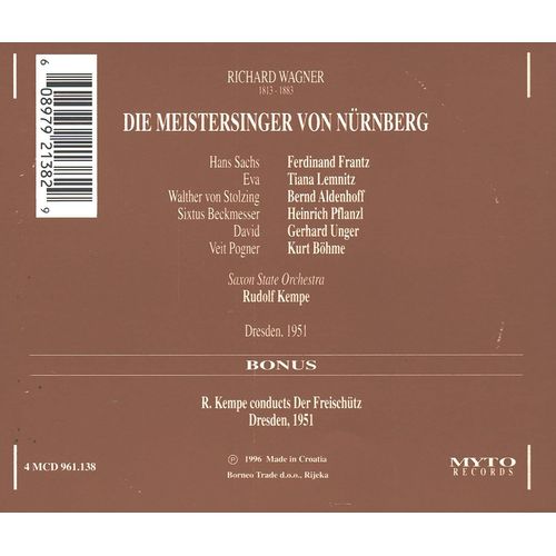 Wagner : Die Meistersinger Von Nürnberg (Kempe 1951)