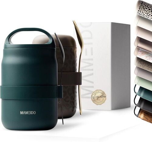 Boîtes Alimentaires Isothermes 500 Ml, Boîte Isotherme En Acier Inoxydable Sans Bpa Pour Muesli, Porridge & Aliments Bébés (Oak Wood)