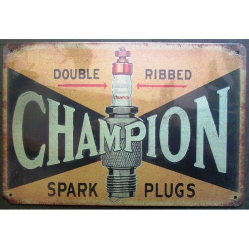 Plaque Bougie Champion Spark Plug Tole Deco Garage Loft Bar