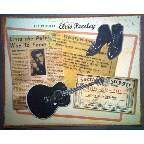 Plaque Elvis Presley Personal Afiiche Tole Objet Personnel