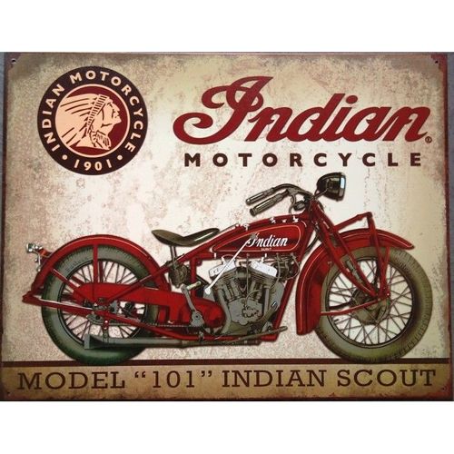Plaque Indian Scout 101 Aspect Vielli Tole Deco Garage Usa