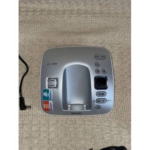TELEPHONE PHILIPS CD235 FIXE SANS FIL A RÉPONDEUR SOCLE SEUL COMPATIBLE BOX ADSL  MAIN LIBRE REPERTOIRE SONNERIES JOURNAL APPELS gris métallisé