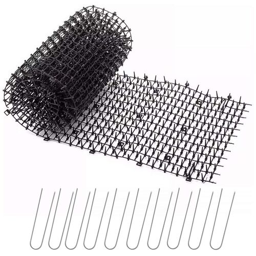 Anti-Chat Avec 10 Pointes, Grille Tapis Anti-Chiens, Pointes Répulsif Dissuasif Pour Jardin, Clôtures, Canapé (400cm*30cm) - Noir