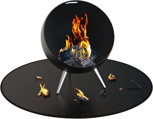 (Rond - 61cm) Tapis De Fosse Ignifuge Tapis D'absorption D'huile Ignifuge Protège Les Terrasses Et Les Patios Tapis De Fosse Ignifuge Réutilisable Et Imperméable Pour La Pierre De Béton De Pelouse Sou
