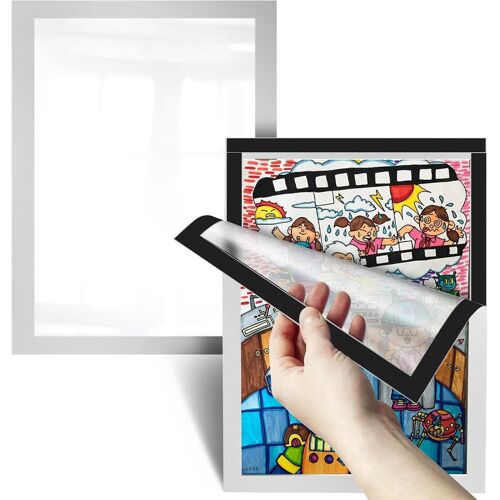 10 Pièces Cadre Magnetique 10x15cm Cadre Photo Magnetique A6 Pochette Magnetique avec Le Dos Autocollant Argent pour Famille Mariage Porte Cadre Memo Affiche Vitrine Mural