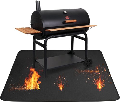Tapis De Brasero Pour Terrasse, 91,4 X 127 Cm, Tapis De Barbecue Extérieur Pour Barbecue, Résistant À La Chaleur, Tapis De Gril Réutilisable Pour Protéger Les Terrasses Et Les Patios, Tapis De Protect