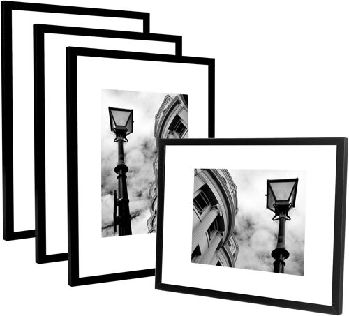 Lot de 4 Cadres Photo 30x40 cm - Cadre en PVC Incassable et Verre HD - pour Affichage de Table et Affichage Mural