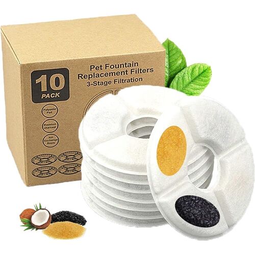 Filtres pour abreuvoirs pour chats (10 pièces), filtres pour abreuvoirs pour chats, filtres avec charbon actif et résine échangeuse d'ions