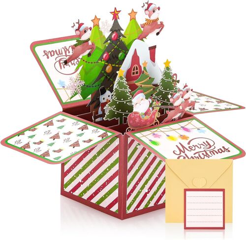 Carte de Noël pop-up 3D - Carte de v¿ux pop-up avec enveloppe - Pour maman, femme, homme, femme, amis, romantisme
