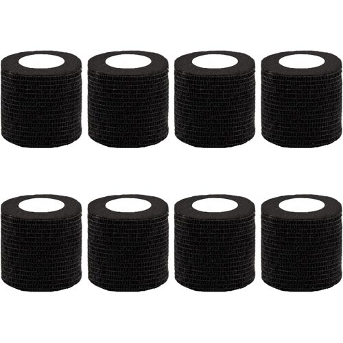 8 Pièces Bande Cohésive Elastique Bandage Autoadhésif Cohésifs Bandes Adhésifs Sport Tape Pour Doigt Mains Pieds Poignets (Noir, 5cm X 4,5 M)