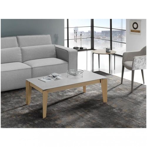Table Basse Relevable Geo 115 X 65 X 40 Cm Pieds Chêne Plateau Céramique Hidra