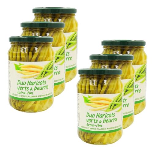 Lot 6x Duo De Haricots Extra Fins - Bocal 530g