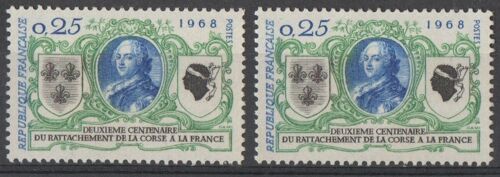 2 Timbres France 1968 Yvert Et Tellier N°1572 Deuxième Centenaire Du Rattachement De La Corse À La France Neufs** Gomme Intacte