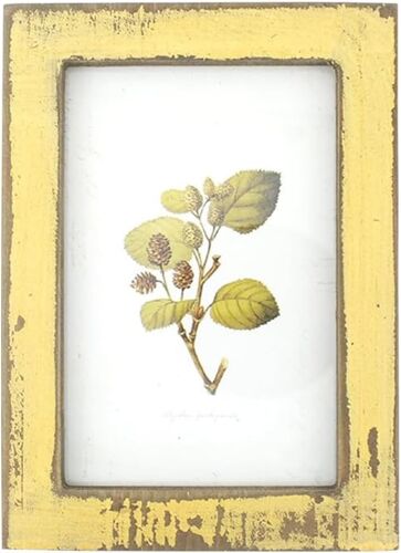 Cadre Photo en Bois Rustique, Cadre Photo Vintage Décoratif avec Support Style Artistique Décoration Murale Suspendre a¿ Suspendre & a¿ Poser pour Photos/Images/Collages 9 x 13 cm (Jaune)