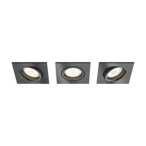 Spot Led Encastrable Led Intégrée Philips Lighting Shellbark 5039399p0 Blanc Chaud 13.5 W Anthracite Set De 3