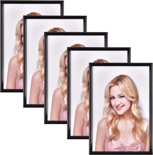 Lot de 5 Cadres Photo en Plastique Format A4 21 x 29,7 cm Cadres pour Plusieurs Photos Noir