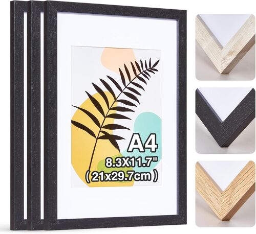 Lot De 1 Cadre Photo A4 - Cadre Photo En Bois 21x30cm Cadre En Bois,Cadre Poster En Plexiglas¿Cadre Poster, Cadre Moderne Poster Document, Cadre Photo Mdf(Nature)