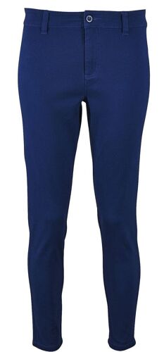 Pantalon Toile Stretch Femme - 01425 7-8ème - Bleu Outremer