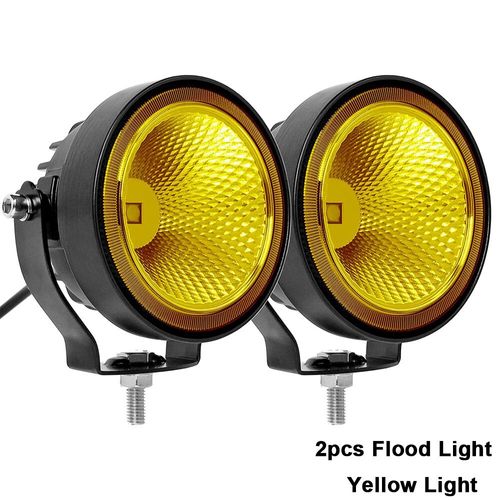 Nlpearl-Phares Antibrouillard Ronds À Led Pour Voiture,Feux De Travail Tout-Terrain,12v,24v,4 Pouces,Rl D343,Vélo 514 Up,Camion,Bateau,Moto,2 Pièces - Type 4 Inch Flood-Yellow #A