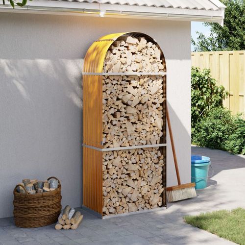 vidaXL Porte-bûches aspect bois 80x45x190 cm acier galvanisé