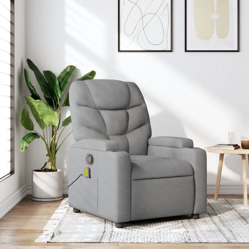 vidaXL Fauteuil de massage inclinable Gris clair Tissu