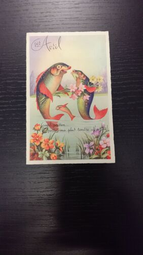 Carte Postale 1er Avril / Poissons Fleurs Paillettes / Gentil Poisson, Portez Ma Plus Grande Affection !.. En L'état Sur Les Photos
