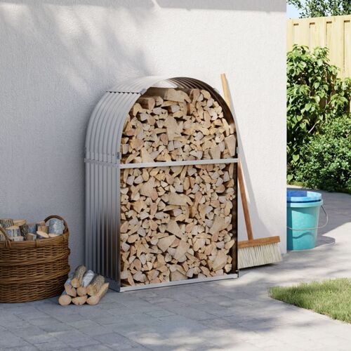 vidaXL Porte-bûches argenté 80x45x120 cm acier galvanisé