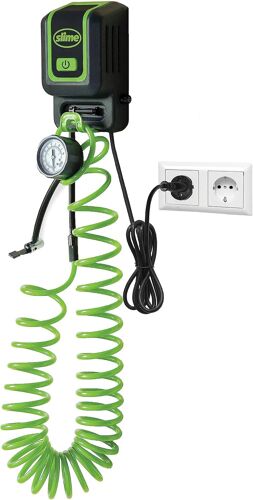 40061-95 Gonfleur Pour Pneus, Power Sport Pour Scooters Et Mobylettes, Compact, Léger, Analogique, Comprend Une Lampe À Led Et Un Tuyau À Raccordement Rapide, Gonflage En 12 Min