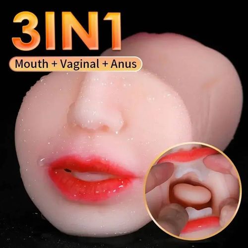 Masturbateur Homme 3 En 1 Vagin Artificiel Mâle Masturbateur Tasse Réaliste Réel Oral Anal Clitoris Silicone Masturbation Pipe Jouets Sexuels Pour Hommes Sextoy Homme--3 In 1 Flesh