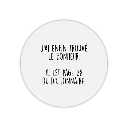Tapis de souris rond imprimé bonheur dico