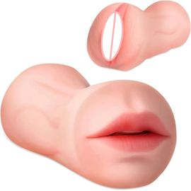 2 En 1 Mâle Masturbateur Tasse Vagin Artificiel Chatte Machine Serrée Gorge Profonde Vide Pipe Silicone Érotique Jouets Sexuels Pour Hommes--2 In 1 Flesh