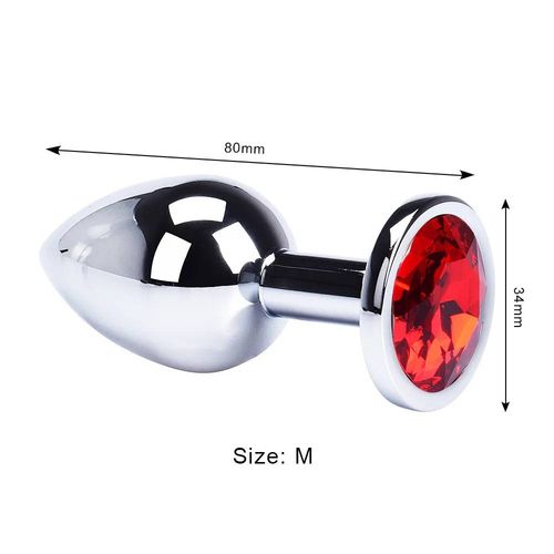 Plug Anal Jouets Sexuels Mini Métal De Forme Ronde En Acier Inoxydable Lisse Fesses Petite Queue Femme/Homme Gode Produits Intimes--Red-M