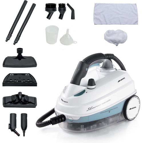 SUBZONAL-4146 XVapor Deluxe, Nettoyeur Vapeur Mobile avec Réservoir de 1,6 Litres, 1 Heure d'Autonomie, 5 Bar, Compartiment à Accessoires Intégré, Autonomie jusqu'à 55', Câble de 6 m, 1500W, Blanc