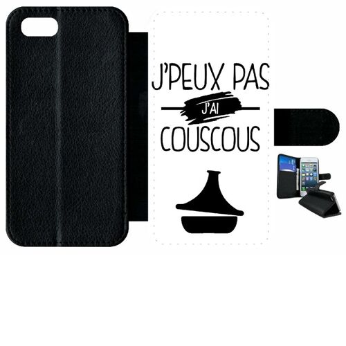 Etui À Rabat Iphone 8 - J Peux Pas J Ai Couscous 1 - Simili-Cuir - Noir