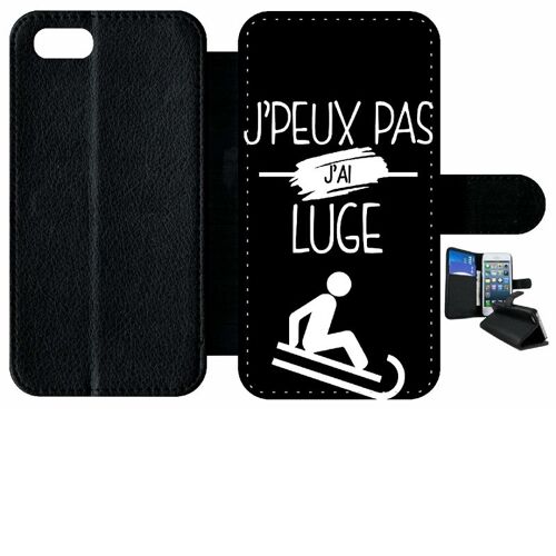 Etui À Rabat Iphone 8 - J Peux Pas J Ai Luge 2 - Simili-Cuir - Noir