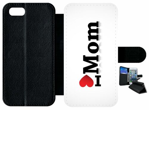Etui À Rabat Iphone 8 - I Love You Mom - Simili-Cuir - Noir