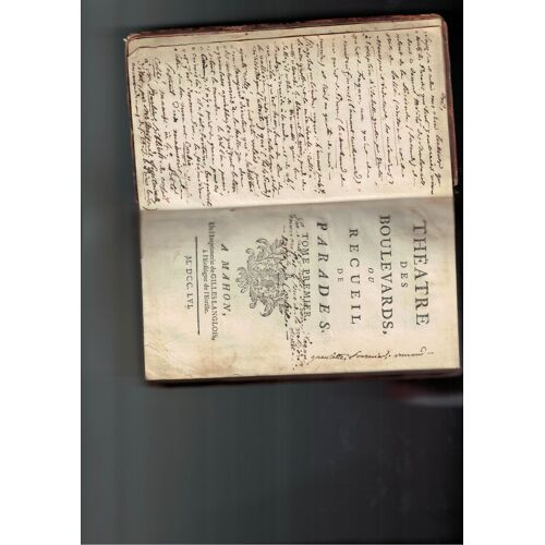 Théâtre Des Boulevards, Ou Recueil De Parades. Tome Premier (Sur 3). Edition Originale.