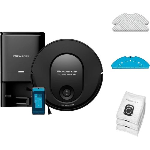 Robot aspirateur laveur noir ultra fin