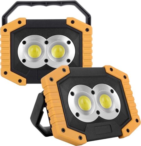 Lampe De Travail Led Rechargeable, Projecteur Portable Cob Étanche 30 W 1500 Lm Pour Camping En Plein Air, Randonnée, Entretien D'urgence Des Véhicules, Éclairage De Chantier, 2 Ensembles (W839 Jaune)