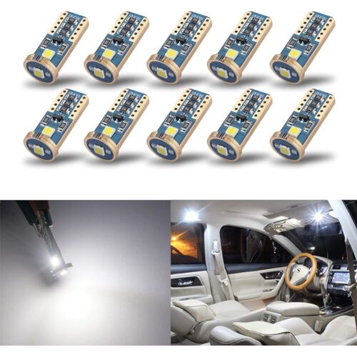 Lot De 10 Ampoules Led T10 168 194 Wedge Extrêmement Lumineuses Pour L'intérieur De La Voiture Dôme Carte Porte Feux De Plaque D'immatriculation De Courtoisie, Blanc Xénon