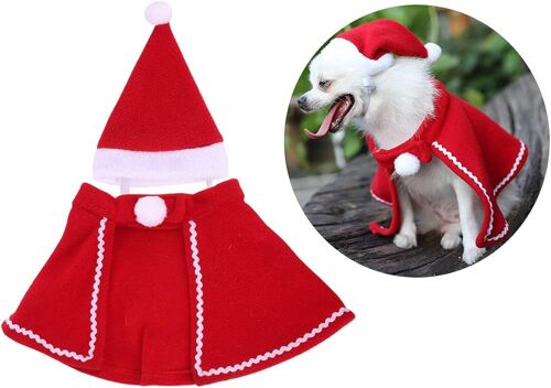 Cape De Noël En Velours Rouge, Déguisement De Chiot, Cape Et Chapeau De Noël Pour Animaux De Compagnie