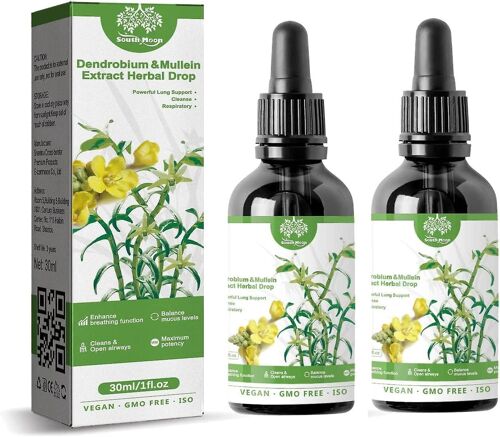 Extrait de Dendrobium et de molène Clearbreath, 2 pièces, soutien pulmonaire puissant, nettoyage et respiration, extrait de gouttes à base de plantes