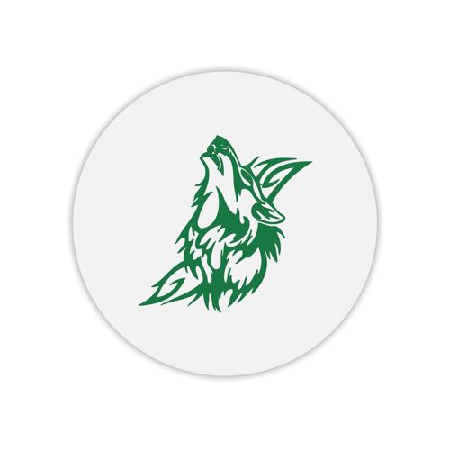 Tapis de souris rond imprimé loup vert