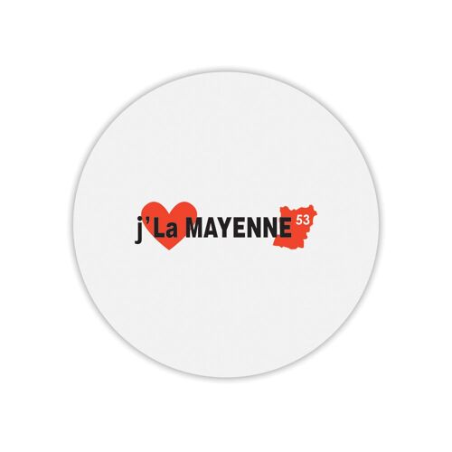 Tapis de souris rond j'aime la mayenne
