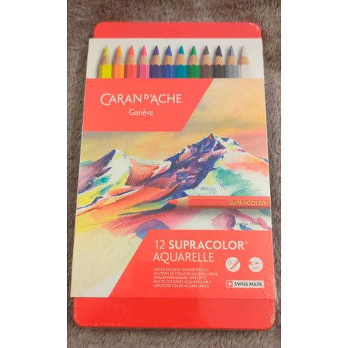 Boîte Métal De 12 Crayons De Couleur Caran D'ache Supracolor